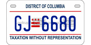 GJ6680  license plate in DC