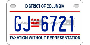 GJ6721  license plate in DC