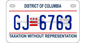GJ6763  license plate in DC