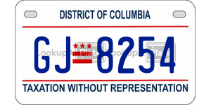 GJ8254  license plate in DC