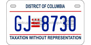 GJ8730  license plate in DC