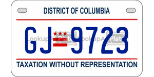 GJ9723  license plate in DC