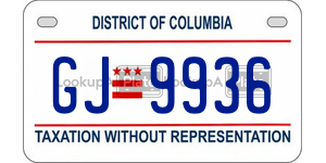 GJ9936  license plate in DC