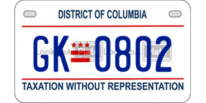 GK0802  license plate in DC