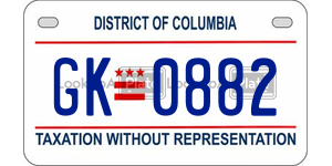 GK0882  license plate in DC