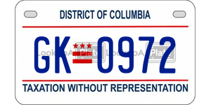 GK0972  license plate in DC