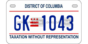 GK1043  license plate in DC