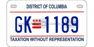 GK1189  license plate in DC