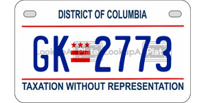 GK2773  license plate in DC