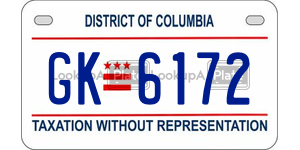 GK6172 license plate in District of Columbia