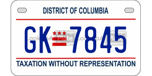 GK7845  license plate in DC