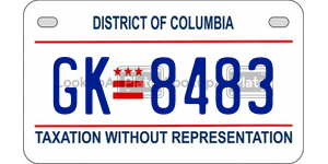 GK8483  license plate in DC