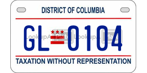 GL0104  license plate in DC