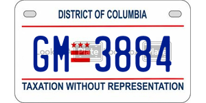 GM3884 license plate in District of Columbia