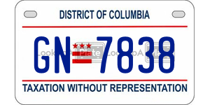GN7838  license plate in DC