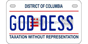 GODDESS  license plate in DC