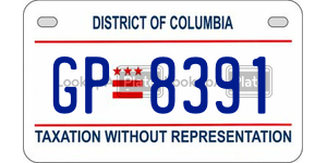 GP8391  license plate in DC