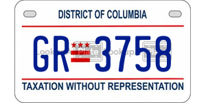 GR3758  license plate in DC