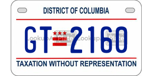 GT2160  license plate in DC