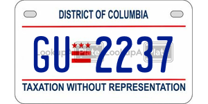 GU2237  license plate in DC