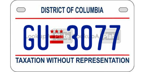 GU3077  license plate in DC