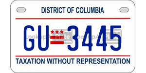 GU3445  license plate in DC