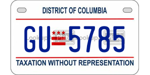 GU5785  license plate in DC