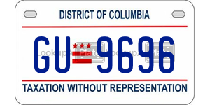 GU9696  license plate in DC