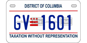 GV1601  license plate in DC