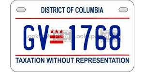 GV1768  license plate in DC
