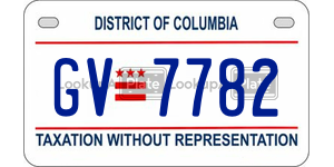 GV7782  license plate in DC