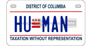 HUMAN  license plate in DC