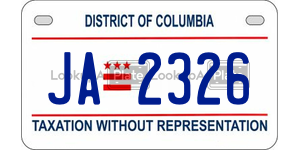 JA2326  license plate in DC