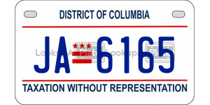 JA6165  license plate in DC