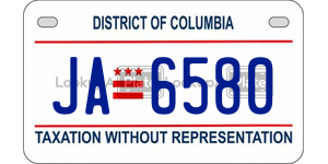 JA6580  license plate in DC