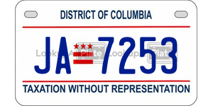 JA7253  license plate in DC