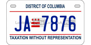 JA7876  license plate in DC