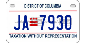 JA7930  license plate in DC