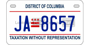 JA8657  license plate in DC