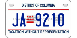 JA9210  license plate in DC