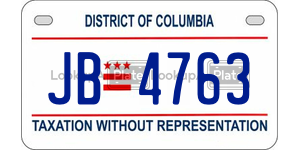 JB4763  license plate in DC