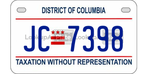 JC7398  license plate in DC