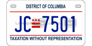 JC7501  license plate in DC