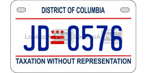 JD0576  license plate in DC