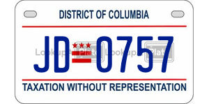 JD0757  license plate in DC