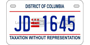 JD1645  license plate in DC