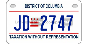 JD2747  license plate in DC