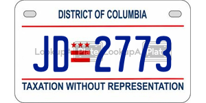 JD2773  license plate in DC