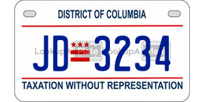 JD3234  license plate in DC