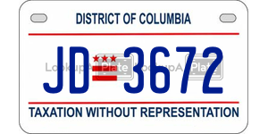 JD3672  license plate in DC